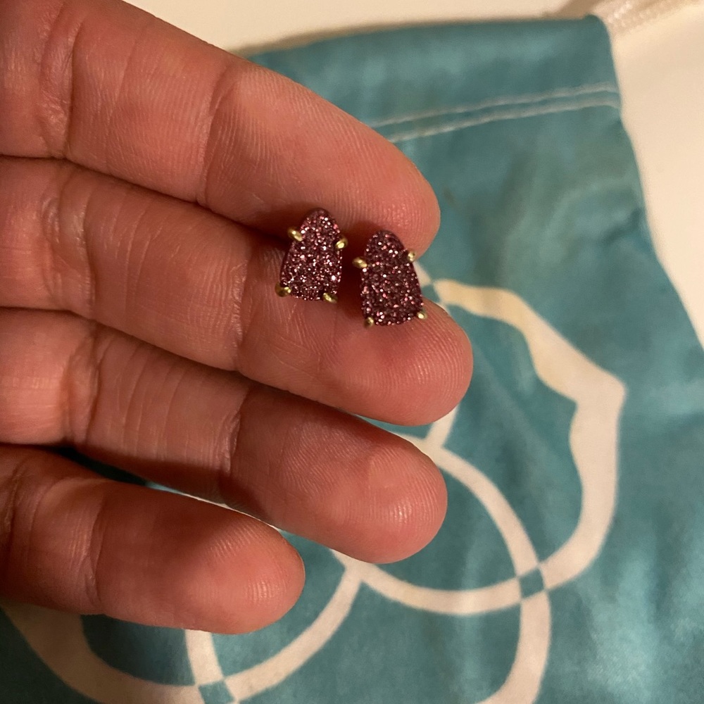 Small pink drusy Kendra Scott studs
